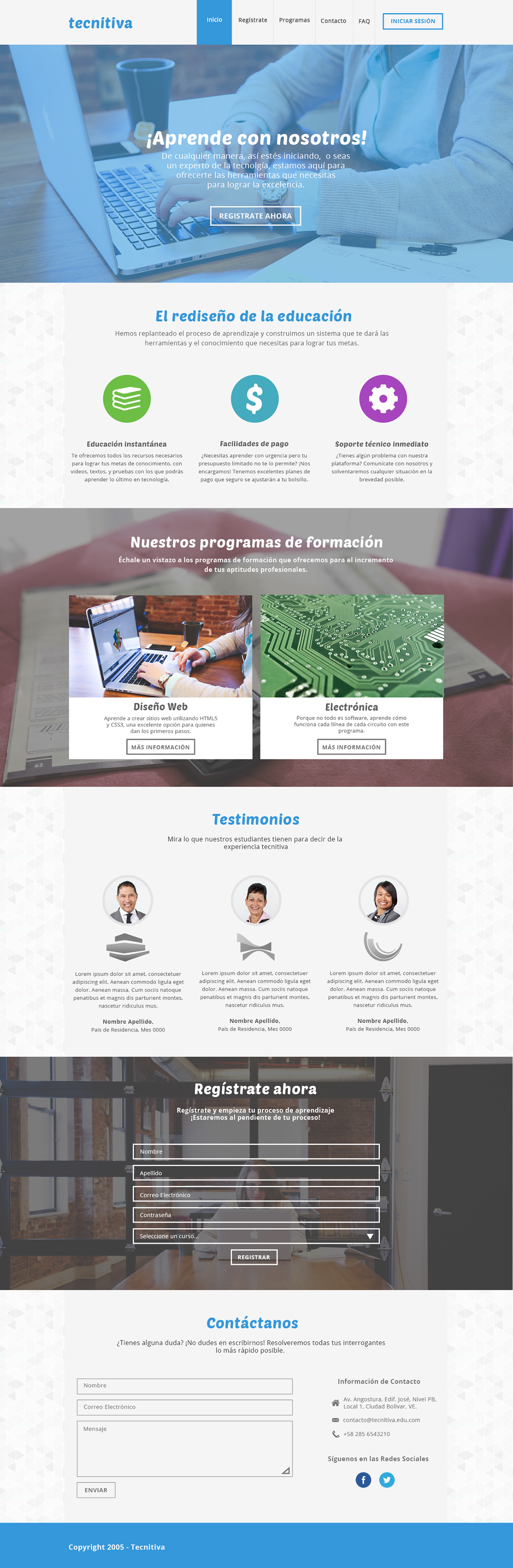 Entry 195701 in Tecnitiva - Website Mockup - UI Design by Nana Disenia
