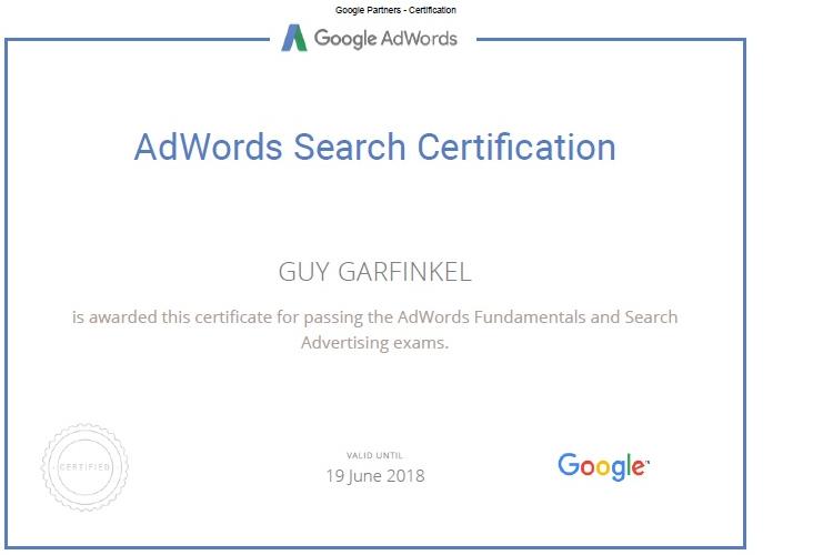 Open Zoomed Related Entry Guy Garfinkel - Google Adwords Search Certifica...