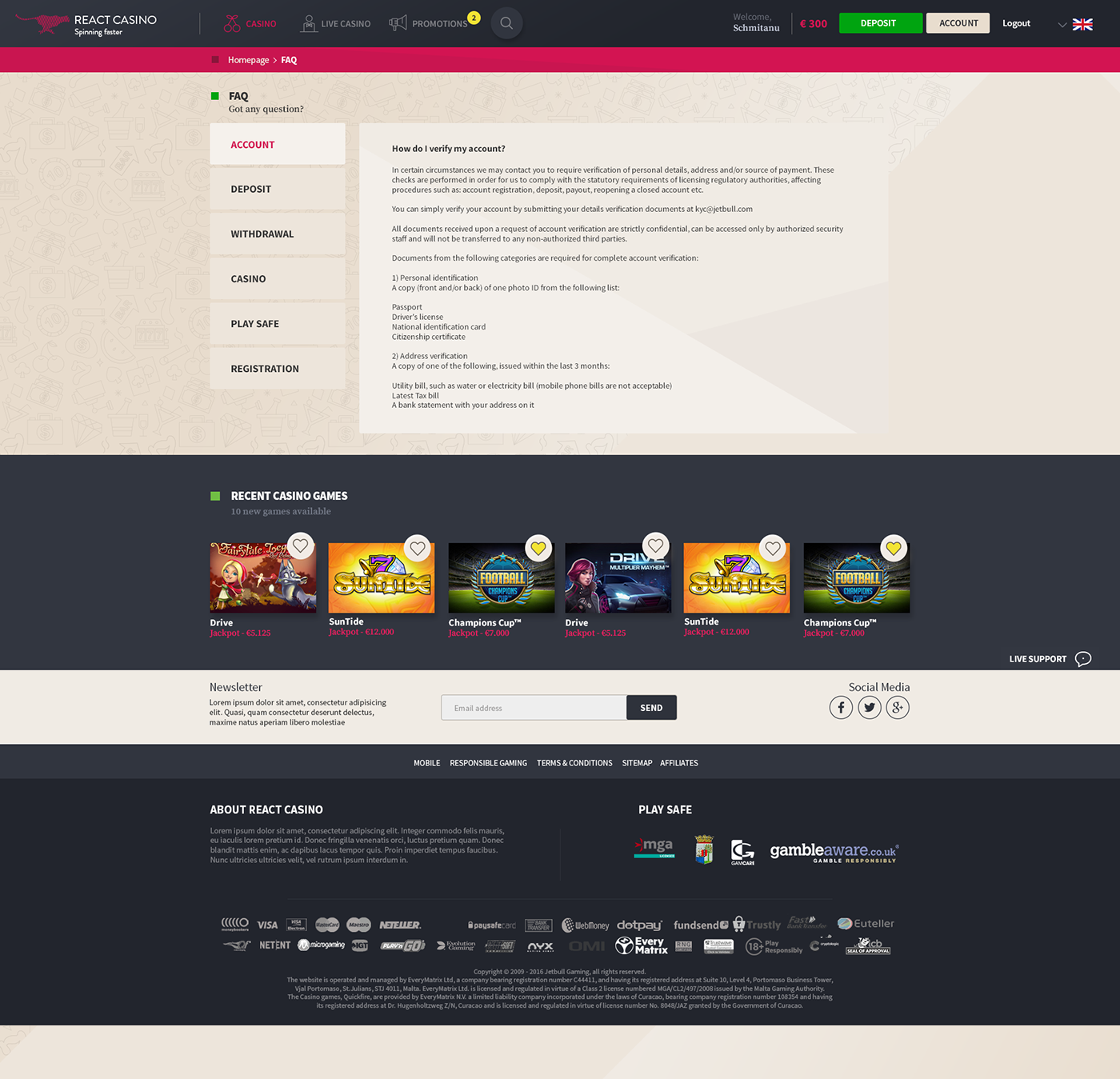 Entry 161564 in ReactCasino Desktop Project for Jetbull by Eduarth, Alexandru Schmidt