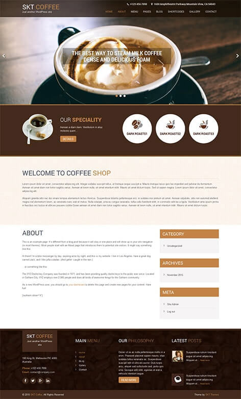 Entry 182382 in SKT Coffee by SKT Themes