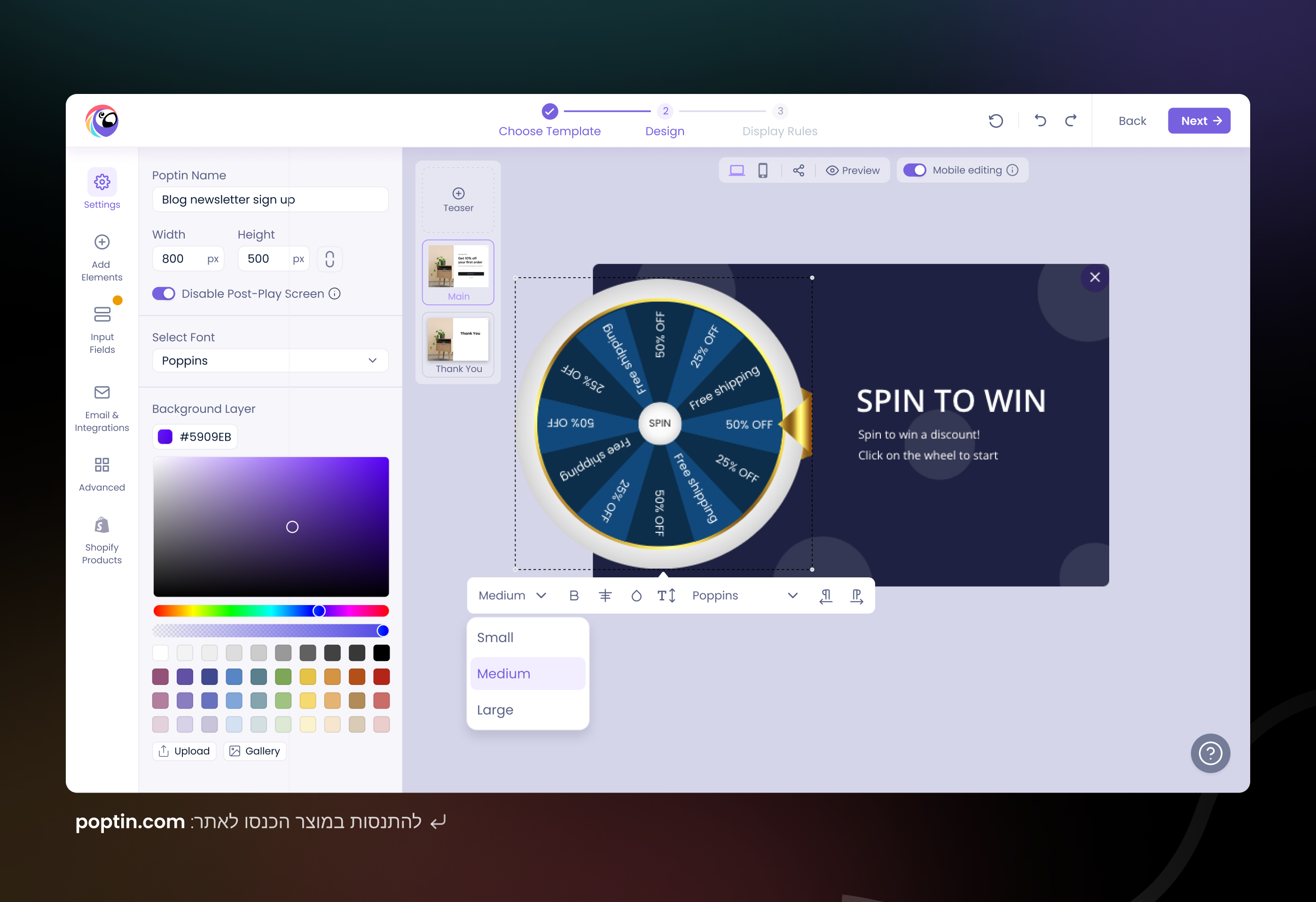 Entry 343286 in Poptin by אבי וואל - עיצוב UX UI
