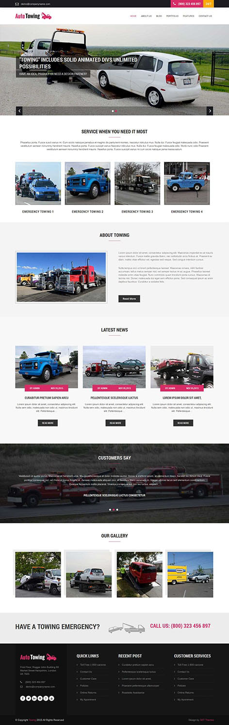 Entry 182482 in Towing WordPress theme by SKT Themes