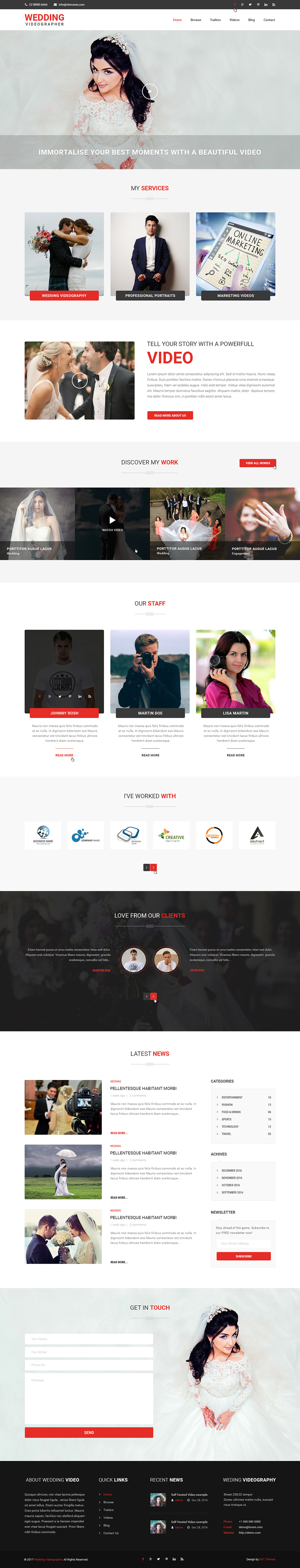 Entry 182288 in Wedding Videographer WordPress theme by SKT Themes