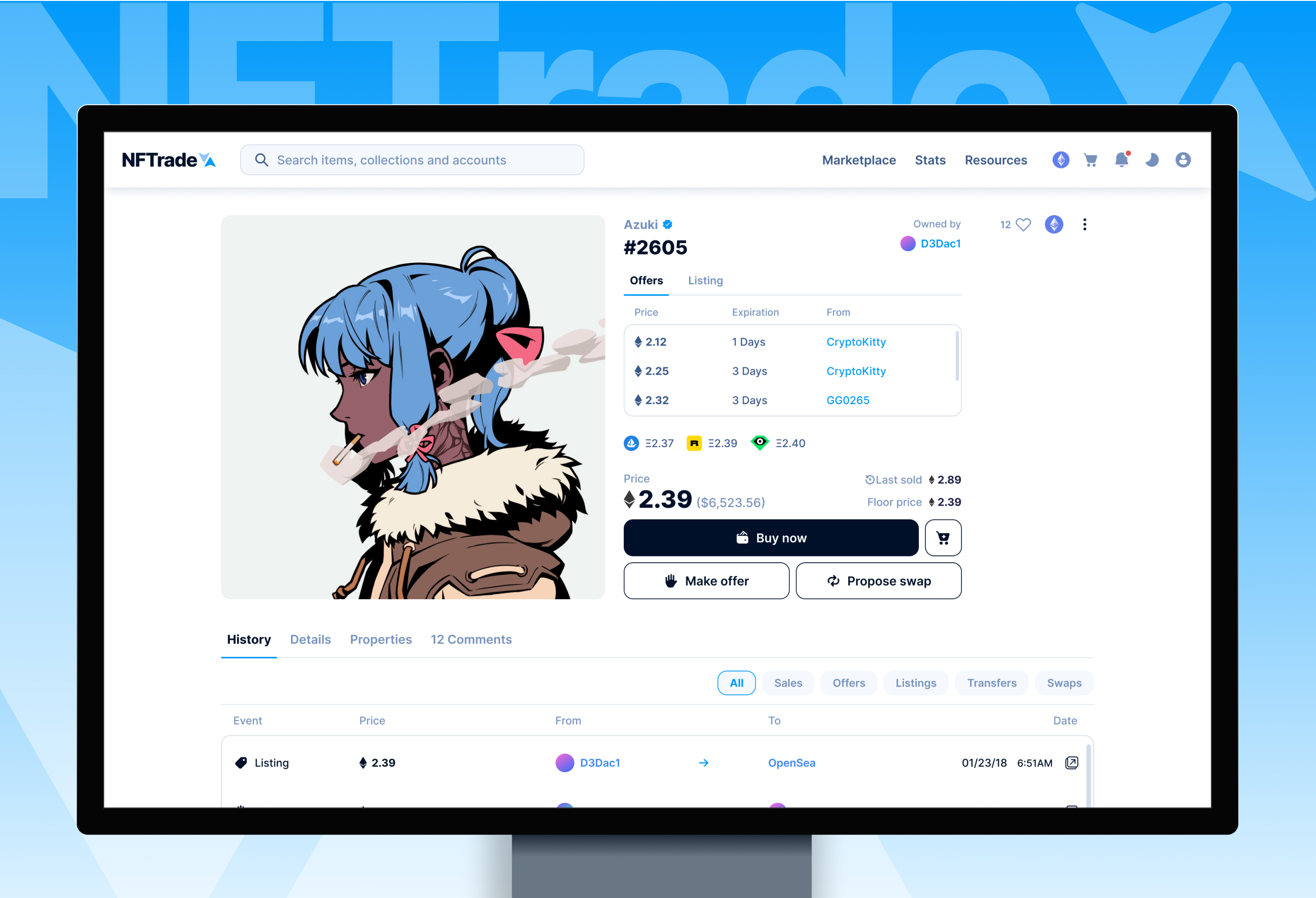 Entry 349881 in NFTrade ·&nbsp;UI UX Design by Gilad Cohen · Product Designer