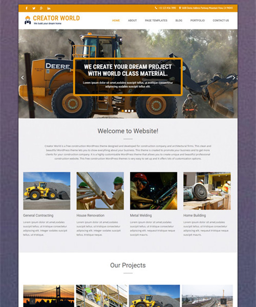 Entry 182735 in Construction WordPress theme by Grace Themes