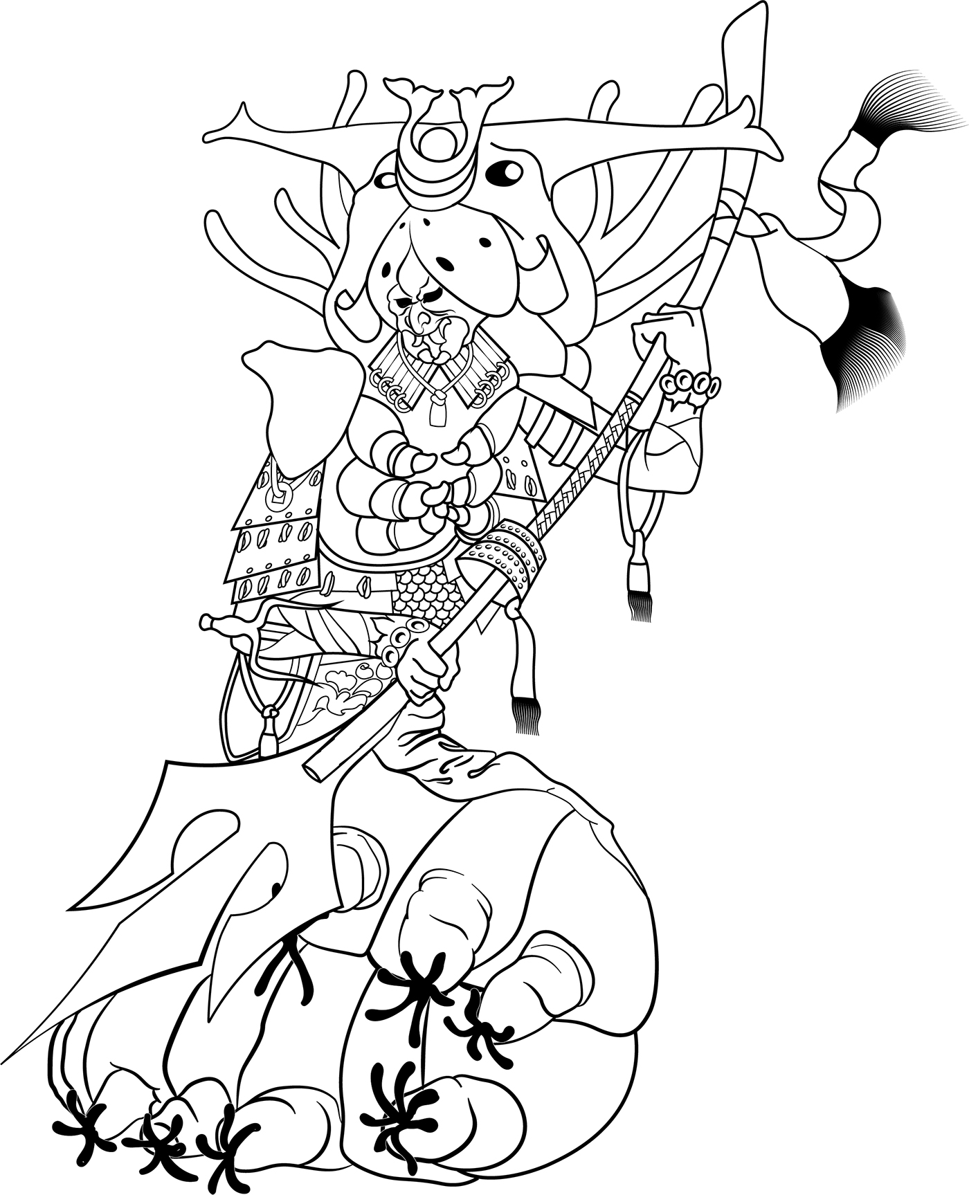 Entry 198586 in Design a character from a color palete: "Bug Bushi" by יובל עשרוני