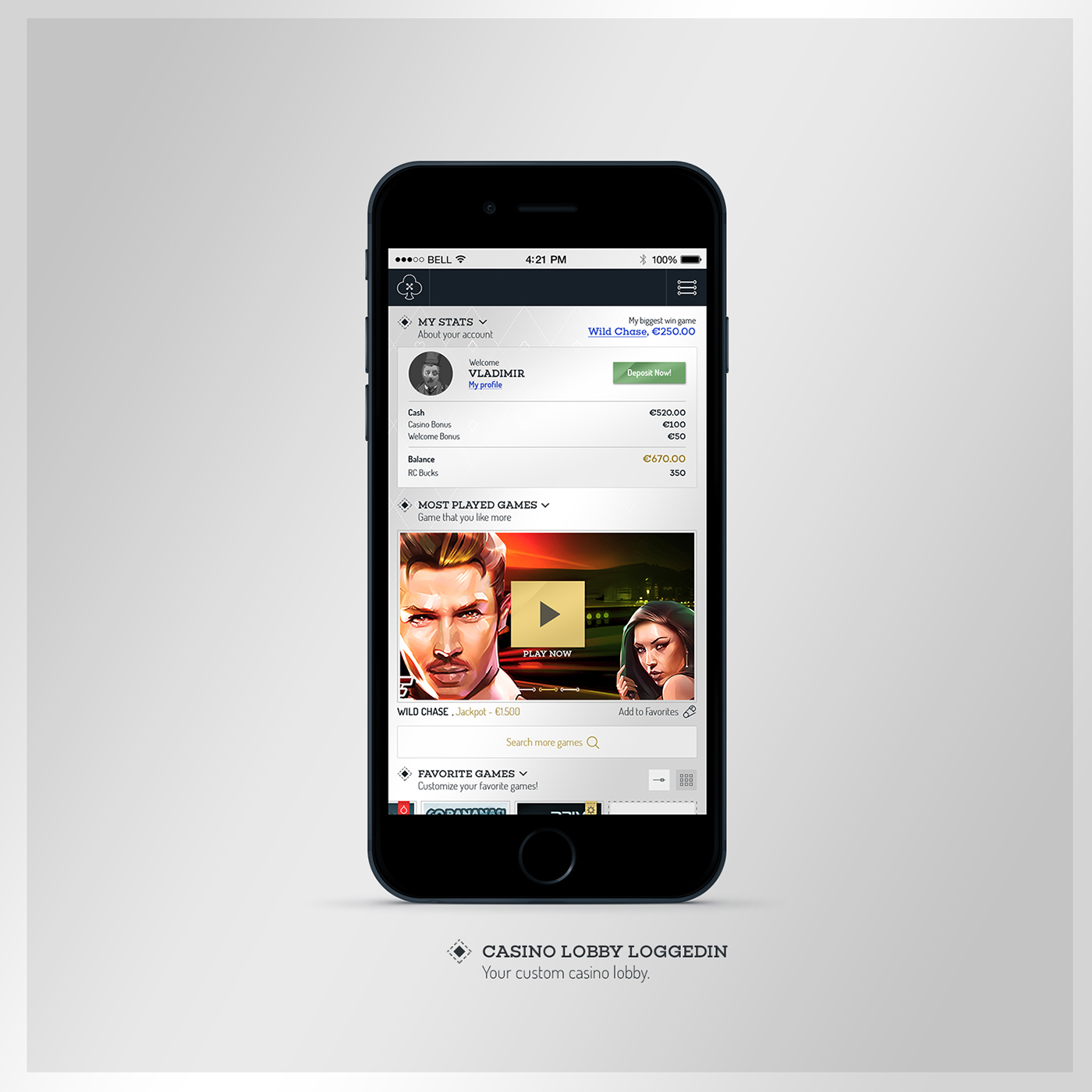 Entry 161597 in Tailor Casino Mobile UI - EveryMatrix LTD Project by Eduarth, Alexandru Schmidt