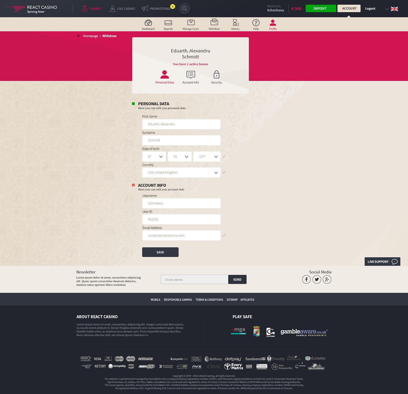 Entry 161560 in ReactCasino Desktop Project for Jetbull by Eduarth, Alexandru Schmidt