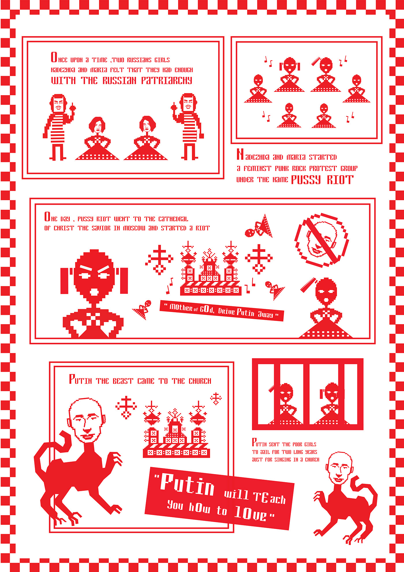 Entry 189415 in Pussy riot Vs Putin embroidered comics. by Jenny&#39;s Designs