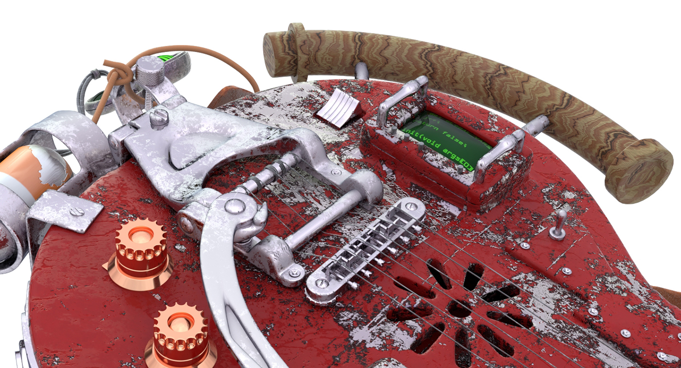 Entry 132143 in Post-apocalyptic styled weaponized guitar (Blender, Pho by יובל עשרוני