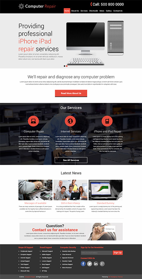 Entry 182630 in Computer Repair Wordpress Theme by SKT Themes