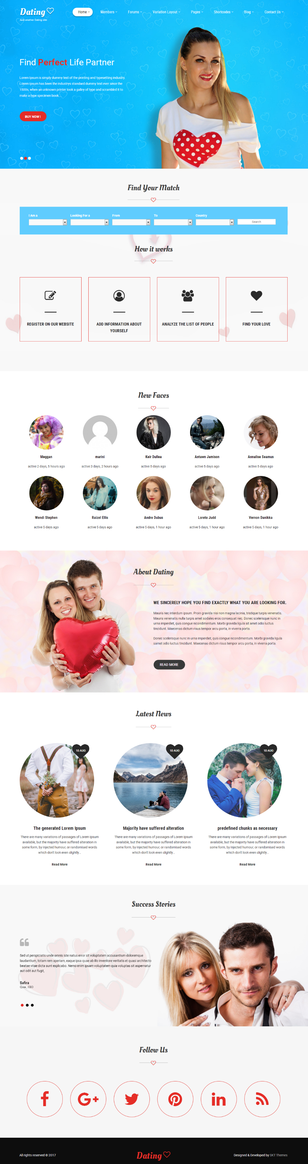 Entry 182322 in Dating WordPress theme by SKT Themes
