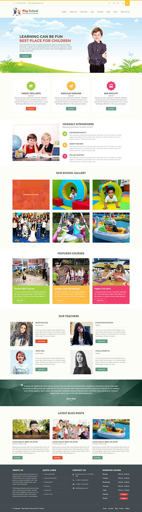 Entry 182540 in Play School - Education WordPress theme by SKT Themes