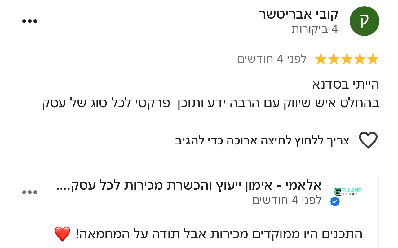 Entry 342877 in Portfolio by יועץ ומאמן מכירות - נחום בנילוב (054-200-3640)