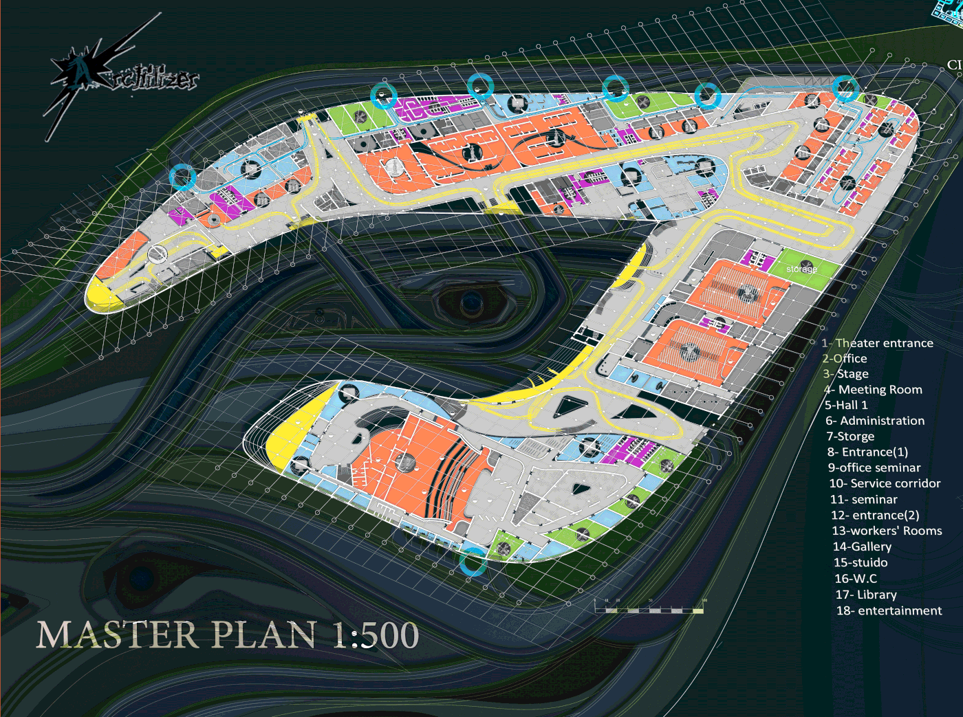 Entry 184984 in Culture Center using Organic Architecture by Freelancer