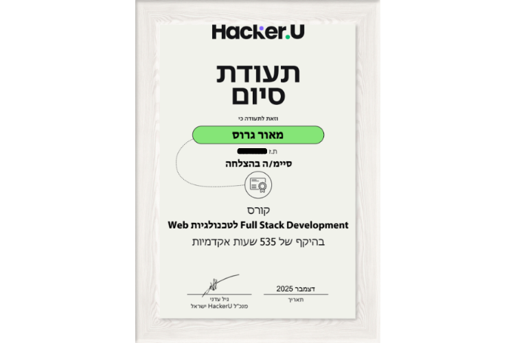 Entry 346140 in תעודות והסמכות by גרוס דיגיטל