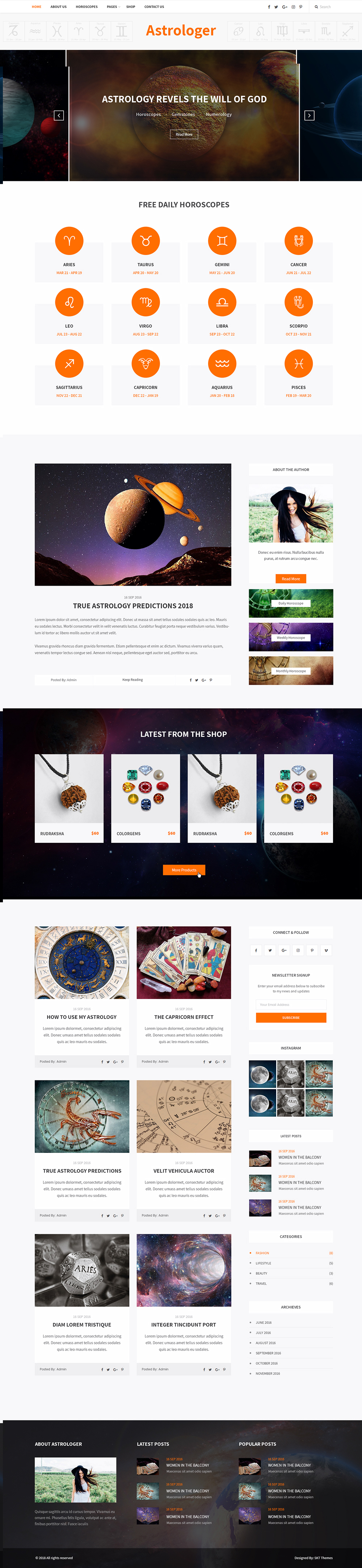 Entry 182277 in Astrology WordPress theme by SKT Themes