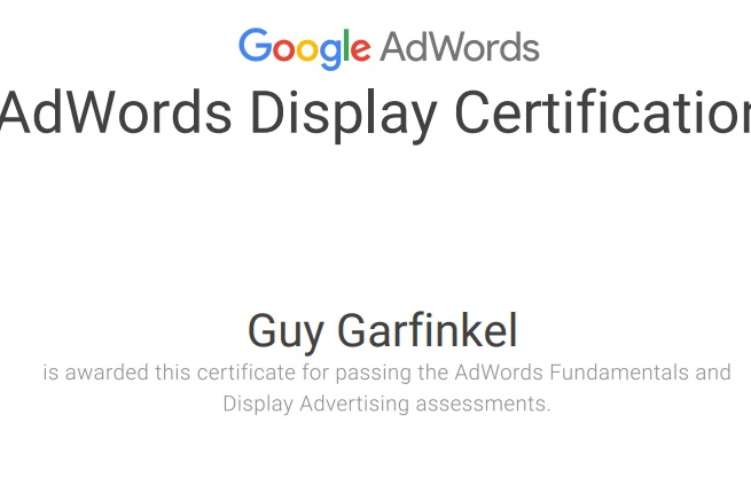 Open Zoomed Related Entry Guy Garfinkel - Google Adwords Display Certific...