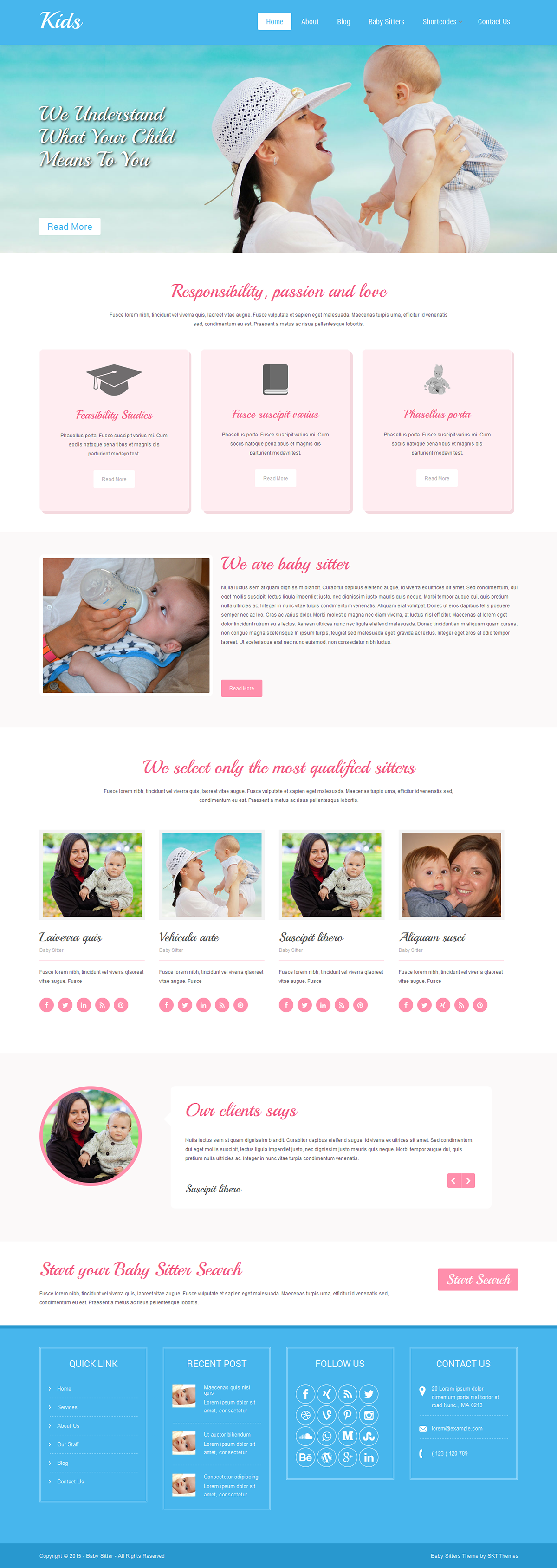 Entry 182572 in Babysitter WordPress Theme by SKT Themes