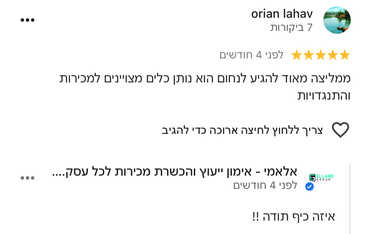 Entry 342876 in Portfolio by יועץ ומאמן מכירות - נחום בנילוב (054-200-3640)