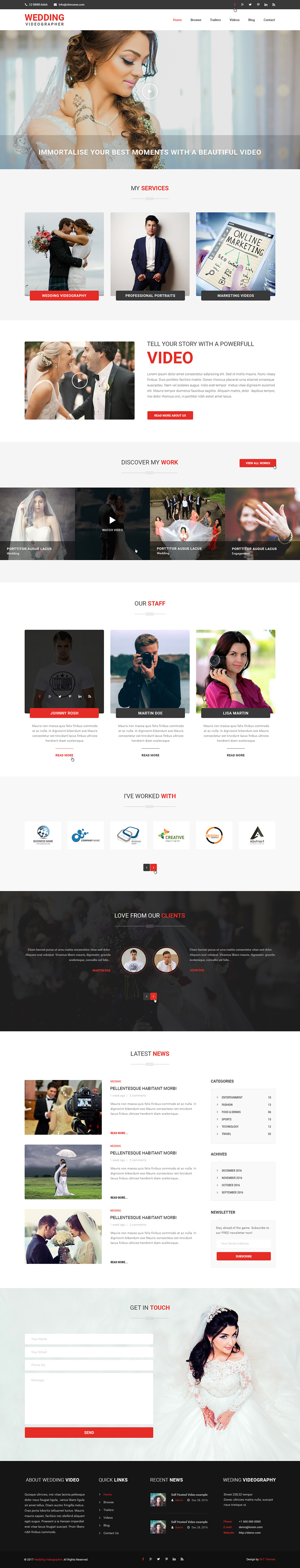 Entry 182287 in Wedding Videographer WordPress theme by SKT Themes