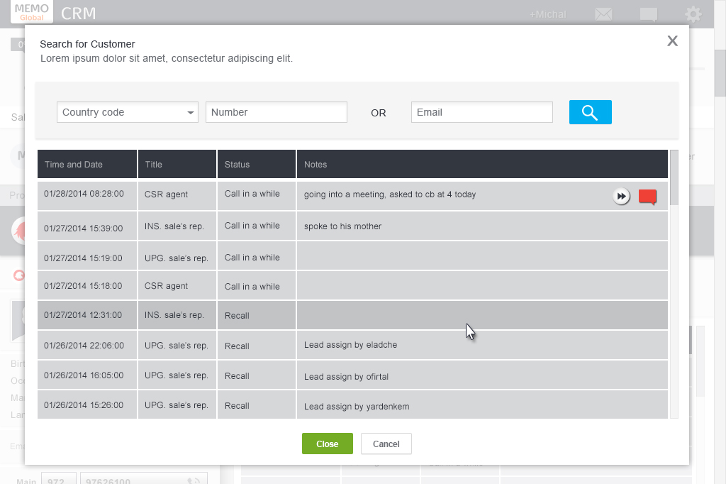Entry 231907 in CRM UI by מיכל אריאל