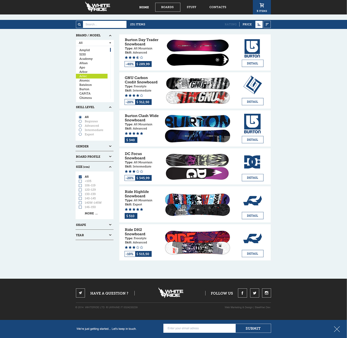 Entry 80818 in WhiteRide - snowboarding store for Canada by SteelKiwi Inc.