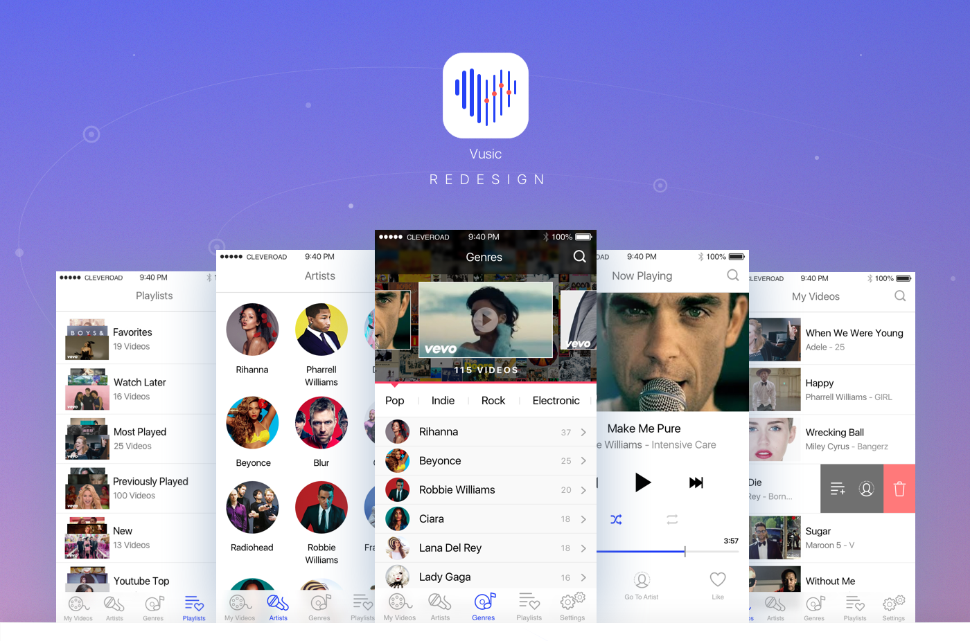 Entry 134178 in Vusic App Redesign by Cleveroad US