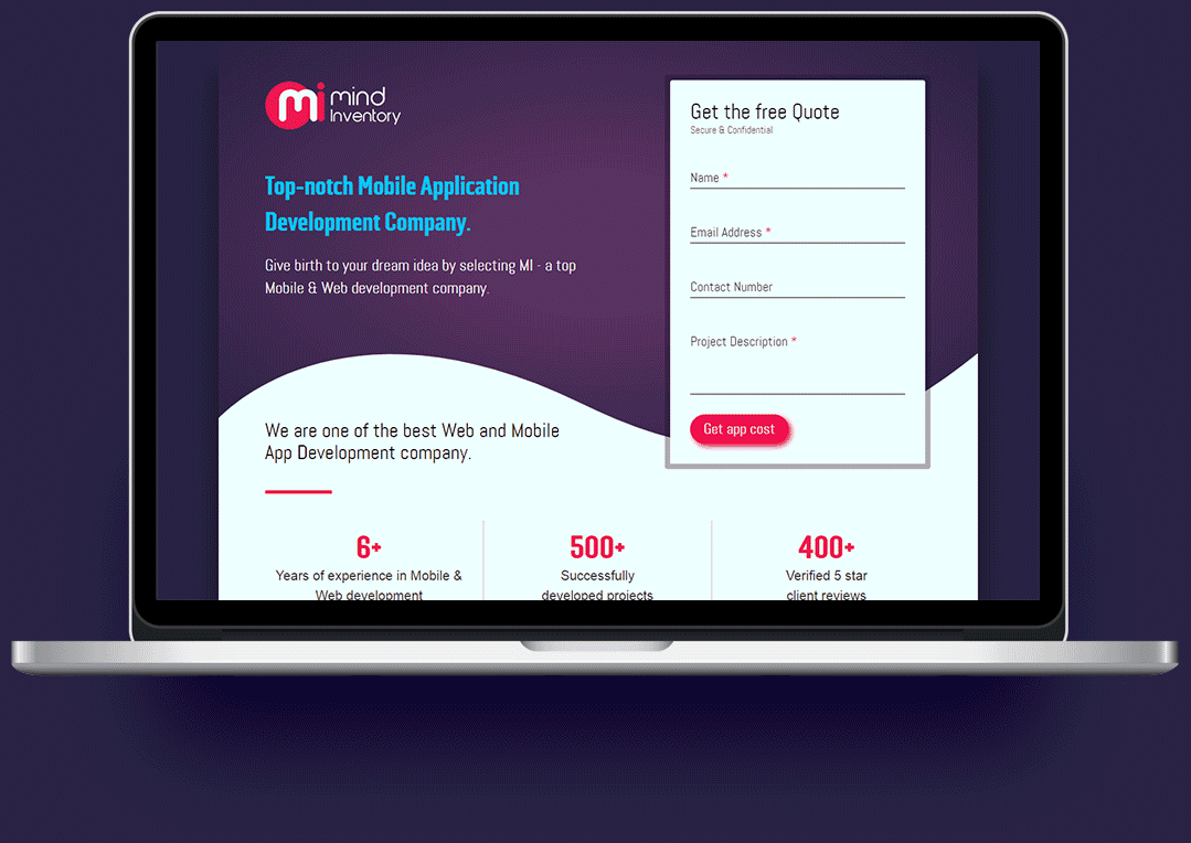 Entry 182050 in Mind Inventory landing page by MindInventory