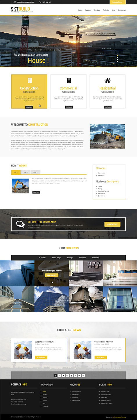 Entry 182454 in Construction WordPress theme by SKT Themes