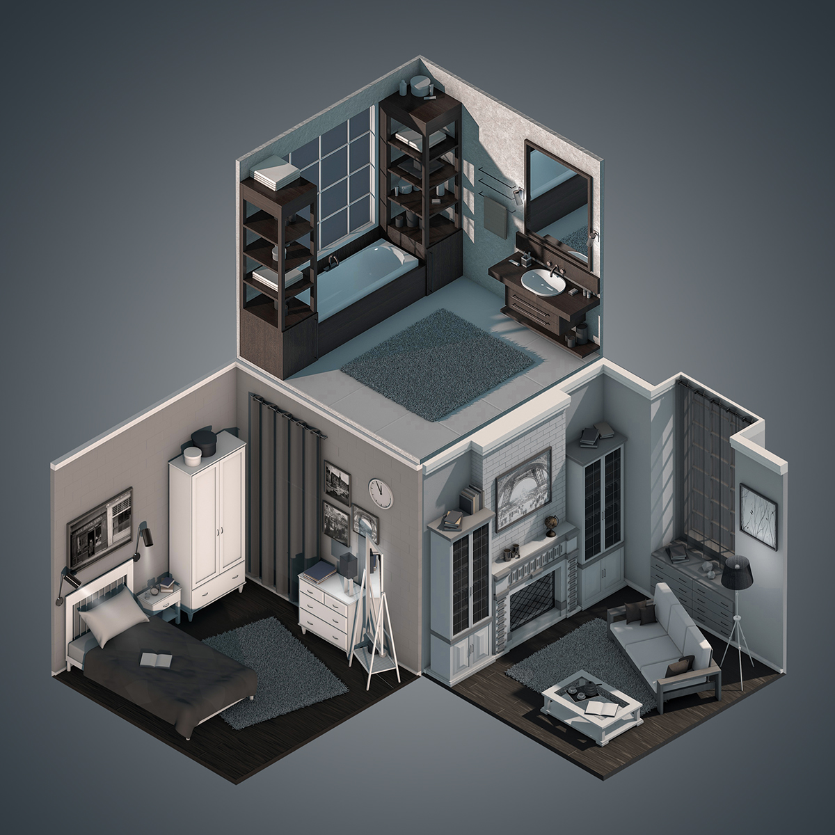 Entry 85130 in Isometric Interiors by Karazha Evgenia