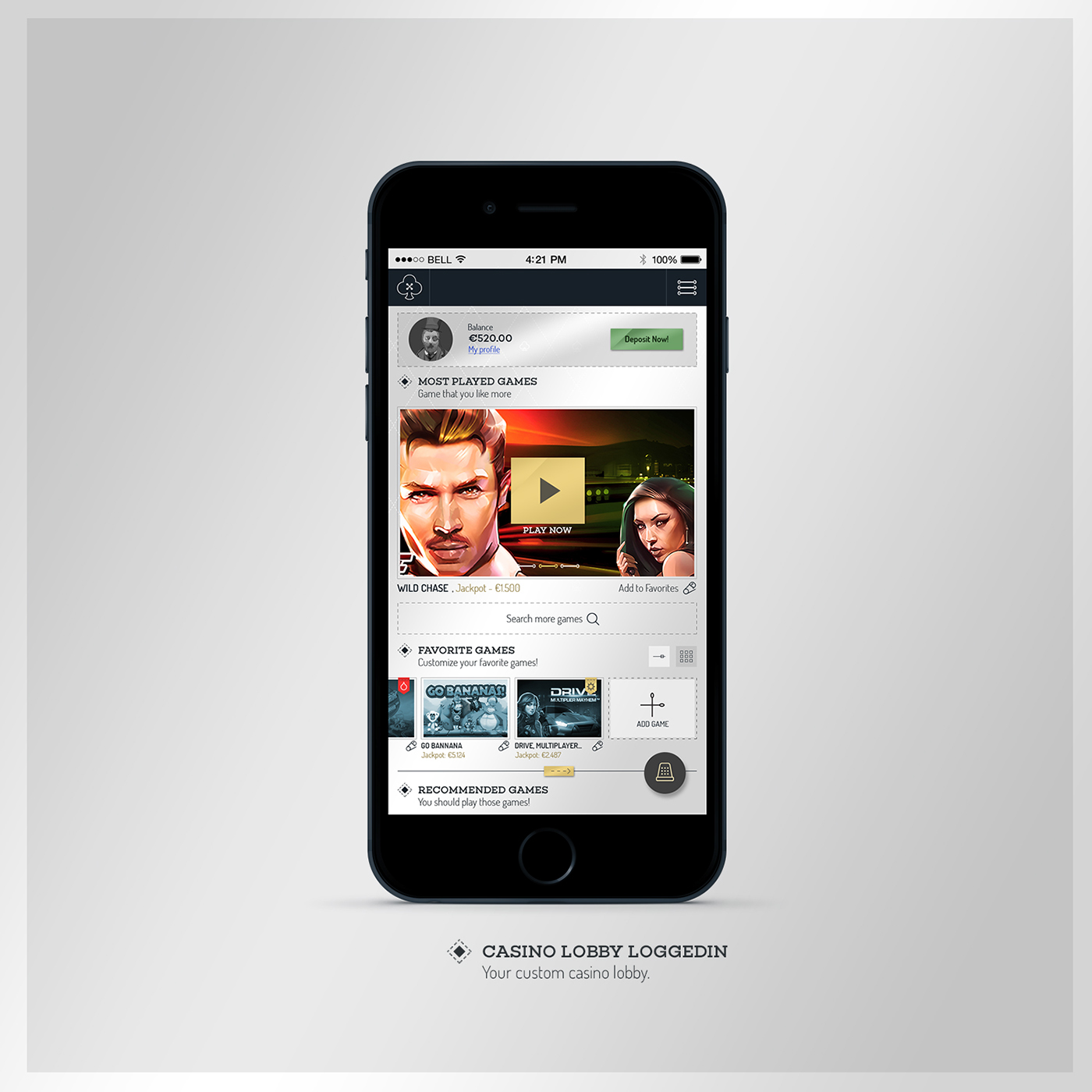 Entry 161596 in Tailor Casino Mobile UI - EveryMatrix LTD Project by Eduarth, Alexandru Schmidt