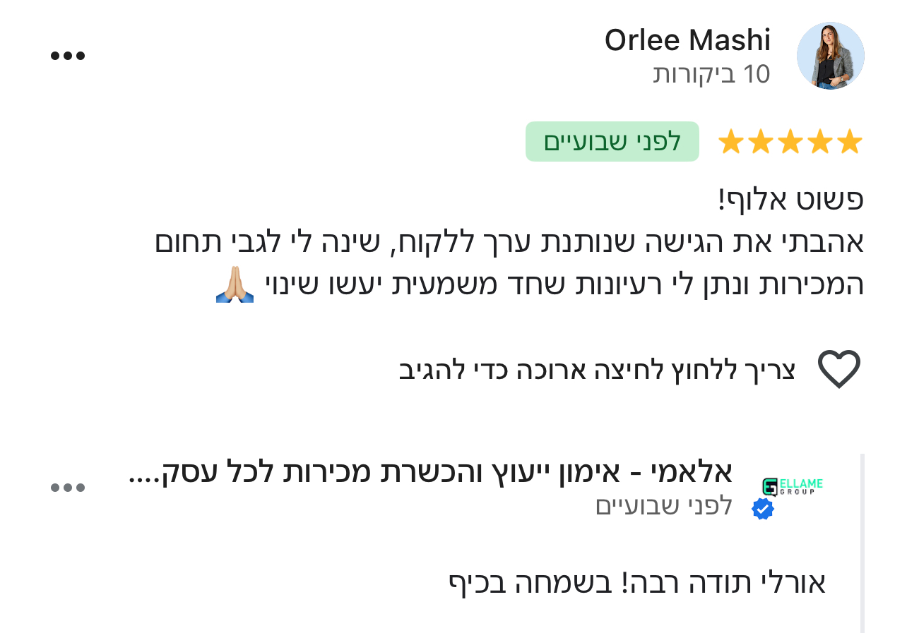 Entry 342882 in Portfolio by יועץ ומאמן מכירות - נחום בנילוב (054-200-3640)