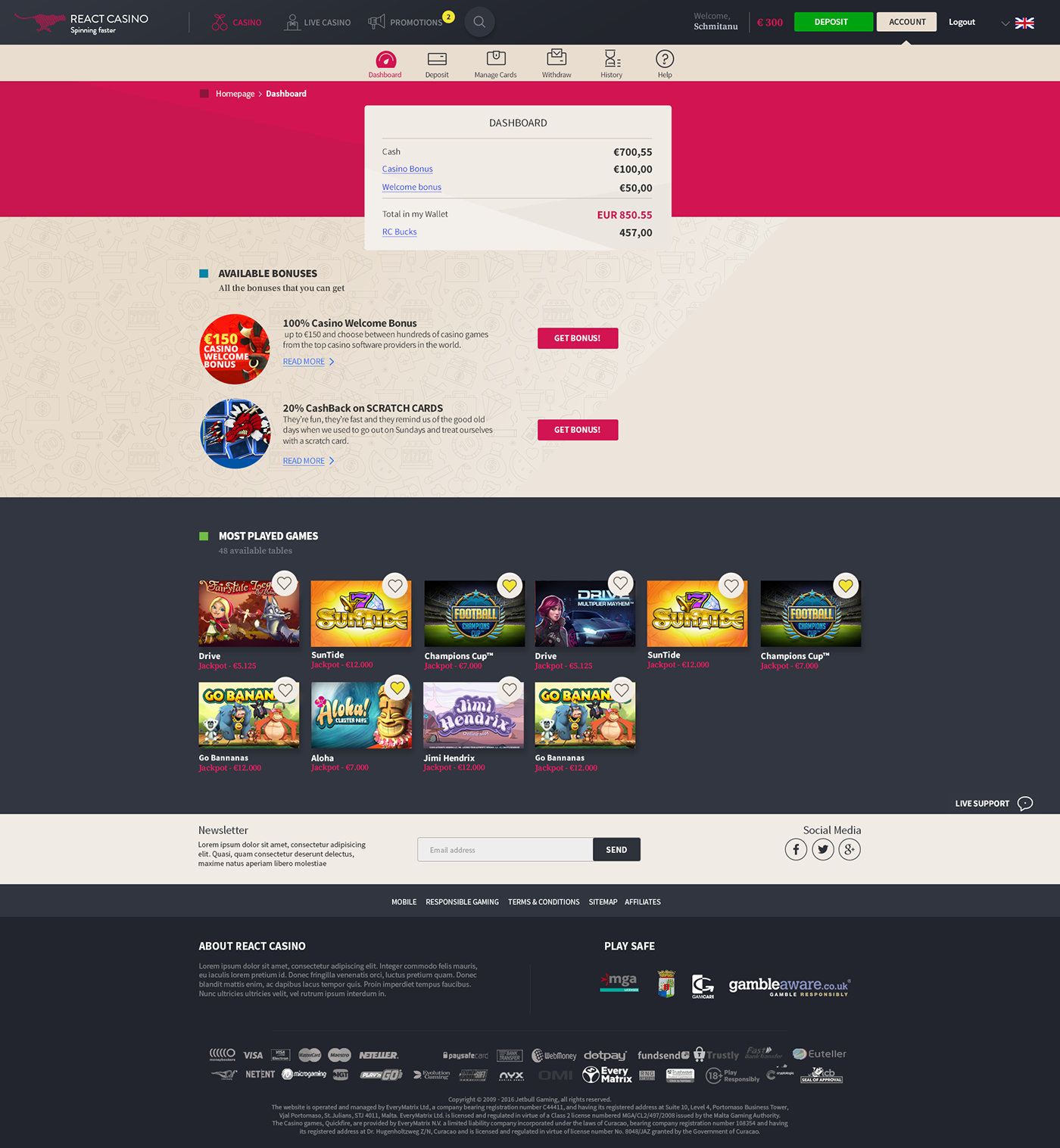 Entry 161561 in ReactCasino Desktop Project for Jetbull by Eduarth, Alexandru Schmidt