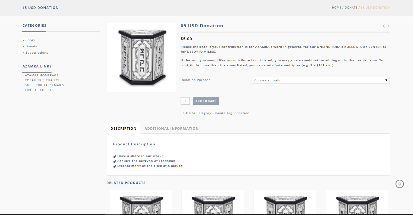 Entry 117835 in Azamralive - חנות מקוון ב-WooCommerce by אריאל בירץ בניית אתרים